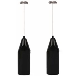 HIASDFLS Lot De 2 Mousseurs À Lait Portables À Piles – Fouet Électrique Pour Mousseur À Café, Agitateur À Batterie, Mousseur À Lait Portable, Mini Mélangeur Pour Café Pare-Balles, Cappuccino, Latte, F