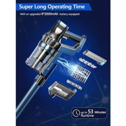 Proscenic P10 Pro Cordless Cleaner P10Pro, 4 In 1 Stick Vacuum With Powerful 26Kpa Suction 3 Adjustable Modes, LED Touch Screen, Removable Battery Anti-tangle Technology, Blue -Home Appliance Store 61309885 4