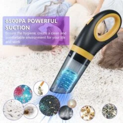 120W Handheld Vacuum Cleaner, Rechargeable 8500PA Car Vacuum Cleaner For Car/Kitchen, Powerful Cordless Portable Car Table Vacuum With Washable Filter & Nozzles & 3H Quick Charge -Home Appliance Store 64192708 3