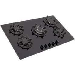 SIA BGH90BL 90cm Black 5 Burner Gas On Glass Hob Cast Iron Supports LPG Kit -Home Appliance Store 65334511 5