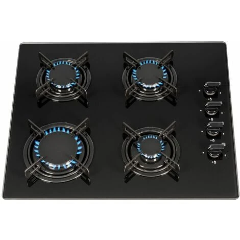 SIA GHG612BL 60cm Black 4 Burner Gas On Glass Hob With Enamel Pan Stands & FFD 3 SIA GHG612BL 60cm Black 4 Burner Gas On Glass Hob With Enamel Pan Stands & FFD