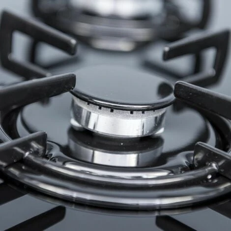SIA GHG612BL 60cm Black 4 Burner Gas On Glass Hob With Enamel Pan Stands & FFD 4 SIA GHG612BL 60cm Black 4 Burner Gas On Glass Hob With Enamel Pan Stands & FFD - Image 2