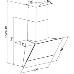 60cm Black Angled Cooker Hood With Sliding Glass Panel - SIA AGTC60BL -Home Appliance Store 65334668 3