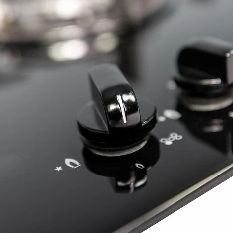 SIA GHG703BL 70cm Black 5 Burner Gas On Glass Hob With Cast Iron Pan Stands 4 SIA GHG703BL 70cm Black 5 Burner Gas On Glass Hob With Cast Iron Pan Stands - Image 2