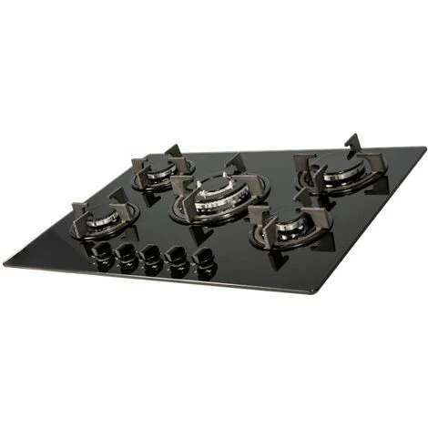 SIA GHG703BL 70cm Black 5 Burner Gas On Glass Hob With Cast Iron Pan Stands 7 SIA GHG703BL 70cm Black 5 Burner Gas On Glass Hob With Cast Iron Pan Stands - Image 5