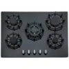 SIA R8 70cm Black 5 Burner Gas On Glass Hob With Cast Iron Pan Stands -Home Appliance Store 65334755 1