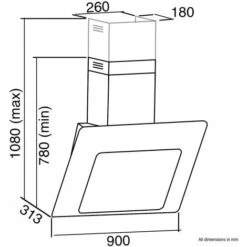 SIA AGE91BL 90cm Black 3 Colour LED Edge Lit Angled Glass Cooker Hood Extractor -Home Appliance Store 65334819 4