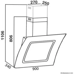 SIA 90cm Touch Control Black Angled Curved Glass Cooker Hood Kitchen Extractor -Home Appliance Store 65334820 4