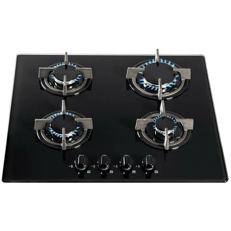 SIA GHG603BL 60cm Black 4 Burner Gas On Glass Hob With Cast Iron Pan Stands 3 SIA GHG603BL 60cm Black 4 Burner Gas On Glass Hob With Cast Iron Pan Stands