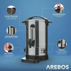 AREBOS Mulled Wine Maker 950 W Hot Beverage Dispenser 6.8 L With Drip Tray, Outlet Tap, Thermostat And Overheating Protection Temperature Setting From 30-110°C -Home Appliance Store 65752108 3