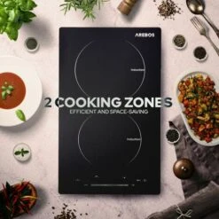 AREBOS Induction Hob 3000W 2 Hobs 30 Cm Autarkic With Sensor Touch Timer Child Safety Overheating Protection Auto Switch-off -Home Appliance Store 66647182 3