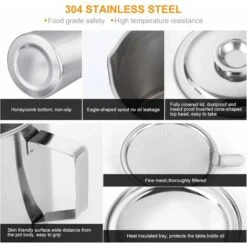 Bacon Grease Container With Stainless Steel Grease Strainer Perfect As Pan Grease Holder, Cooking Oil Keeper And Storage1.2L -Home Appliance Store 68106209 4