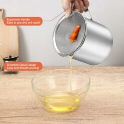 Bacon Grease Container With Stainless Steel Grease Strainer Perfect As Pan Grease Holder, Cooking Oil Keeper And Storage1.2L -Home Appliance Store 68106209 5