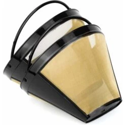 2 Pcs Reusable Coffee Filter Permanent Filter With Stainless Steel Mesh Filter Size 4 For 8-12 Cups Of Coffee Plastic Black -Home Appliance Store 68106290 3