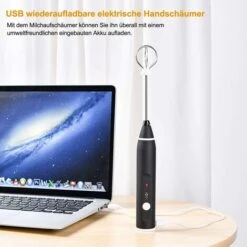 Electric Milk Frother With Double Whisk, USB Rechargeable Milk Frother, 2 In 1 Handheld Battery Operated Milk Frother For Coffee, Latte, Cappuccino, Whipping Eggs -Home Appliance Store 68107147 4