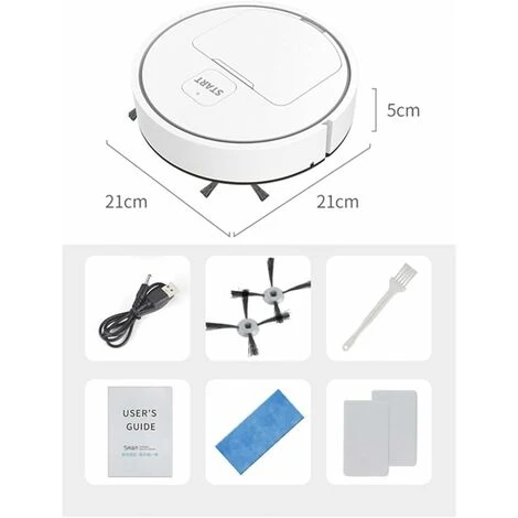 Automatic Robot Cleaner 3 In 1 Intelligent Robot Sweeper Household Lazy Vacuum Cleaner Wireless Cleaning Sweeping Robot, White B 4 Automatic Robot Cleaner 3 In 1 Intelligent Robot Sweeper Household Lazy Vacuum Cleaner Wireless Cleaning Sweeping Robot, White B - Image 2