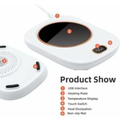 USB Cup Warmer, Portable Electric Hot Plate Small Cup Touch Button Cup Warmer Cup Warmer With USB Charging Cable For Home/Office/Travel -Home Appliance Store 71418934 3