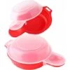 2 Pack Microwave Egg Cooker, 1 Minute Quick, Hamburger, Omelet (Red And Clear) -Home Appliance Store 71418962 1