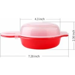 2 Pack Microwave Egg Cooker, 1 Minute Quick, Hamburger, Omelet (Red And Clear) -Home Appliance Store 71418962 4