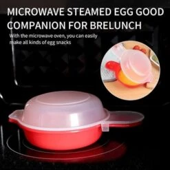 2 Pack Microwave Egg Cooker, 1 Minute Quick, Hamburger, Omelet (Red And Clear) -Home Appliance Store 71418962 5