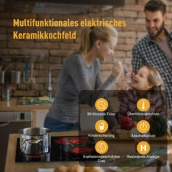 Built-in Ceramic Hob, 4 Zones Electric Cooktop In Black, 6600W Total Output, With Dual & Oval Zone Touch Control Timer Child Lock Gasland Chef CH604BF -Home Appliance Store 71426699 3