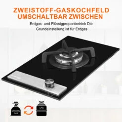 Built-in Gas Hob, Black Tempered Glass Gas Cooktop, 3.4kW Triple Ring Burner Gasland Chef GH12BF -Home Appliance Store 71426703 3