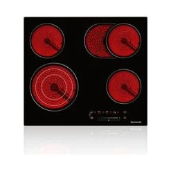 Ceramic Hob Built-in, Black Glass Electric Cooktop, 4 Zones Cooker Touch Controls With STOP+GO Function, Timer & Child Lock, 6.7kW [Energy Class A+] Thermomate CHTB604