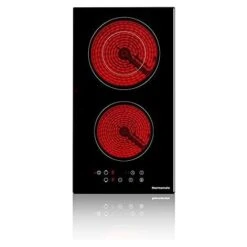 Ceramic Hob, 30cm Built-in 2 Zones Electric Cooktop Black Glass Cooker With Touch Controls & Timer, 3200W [Energy Class A+] Thermomate CHTB302