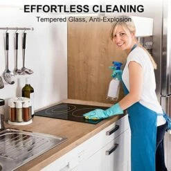 Ceramic Hob, 30cm Built-in 2 Zones Electric Cooktop Black Glass Cooker With Touch Controls & Timer, 3200W [Energy Class A+] Thermomate CHTB302 -Home Appliance Store 71426708 4