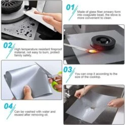 8Pcs Gas Hob Protector Teflon Silver Hob Gas Protector Gas Stove Protector Gas Stove Gas Burner Protector Non-stick Corrosion Protector (Silver 2727cm) -Home Appliance Store 71973283 5