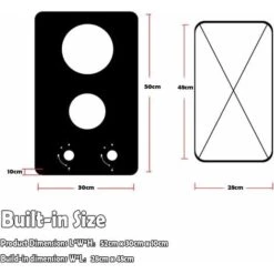 Karinear 30cm Built-in 2 Burners Gas Hob Black Tempered Glass Gas Cooktop, Cast Iron Pan Support, NG/LPG Convertible -Home Appliance Store 72566701 2