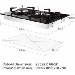 NOXTON Built-in 30cm 2 Burner Gas Hob Domino Black Glass Cooker With LPG Kit &FFD [Energy Class A+] -Home Appliance Store 72566702 3