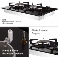 NOXTON Built-in 30cm 2 Burner Gas Hob Domino Black Glass Cooker With LPG Kit &FFD [Energy Class A+] -Home Appliance Store 72566702 5