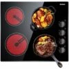 Karinear Ceramic Hob, Built-in 4 Burners Electric Hob 60cm Ceramic Cooker With Electronic Knob Controls, Residual Heat Indicator, 6000W, Hard Wired, No Plug Included -Home Appliance Store 72566704 1