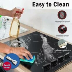 Karinear Ceramic Hob, Built-in 4 Burners Electric Hob 60cm Ceramic Cooker With Electronic Knob Controls, Residual Heat Indicator, 6000W, Hard Wired, No Plug Included 10 Karinear Ceramic Hob, Built-in 4 Burners Electric Hob 60cm Ceramic Cooker With Electronic Knob Controls, Residual Heat Indicator, 6000W, Hard Wired, No Plug Included -Home Appliance Store 72566704 4