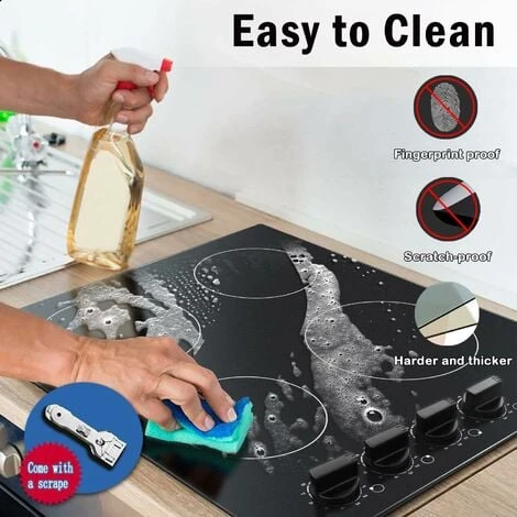 Karinear Ceramic Hob, Built-in 4 Burners Electric Hob 60cm Ceramic Cooker With Electronic Knob Controls, Residual Heat Indicator, 6000W, Hard Wired, No Plug Included 6 Karinear Ceramic Hob, Built-in 4 Burners Electric Hob 60cm Ceramic Cooker With Electronic Knob Controls, Residual Heat Indicator, 6000W, Hard Wired, No Plug Included - Image 4