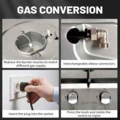 NOXTON Built-in 2 Burner Gas Cooker, Stainless Steel Gas Hob With Plug, Cast Iron Pan Support, Flame Out Protection, NG/LPG Kit -Home Appliance Store 72566706 4