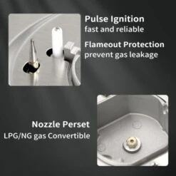 NOXTON Built-in 2 Burner Gas Cooker, Stainless Steel Gas Hob With Plug, Cast Iron Pan Support, Flame Out Protection, NG/LPG Kit -Home Appliance Store 72566706 5