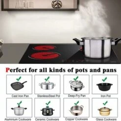 Electric Hob 4 Zone Ceramic Hob 60 Cm With Touch Control 6000W 9 Power Levels Safety Lock Auto Switch Off Safety Residual Heat Indicator Hard Wire, No Plug Included -Home Appliance Store 72566707 3