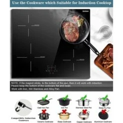 Induction Hob, Karinear 4 Burner Induction Cooker, Built-in Induction Hob, Electric Hob With Touch Control, Timer, Child Lock, 6600W -Home Appliance Store 72566713 5