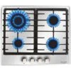 NOXTON Built-in 4 Burner Gas Cooker, Stainless Steel Gas Hob With Flame Out Protection, Cast Iron Pan Support, NG/LPG Kit, 59cm X 51cm -Home Appliance Store 72566718 1