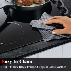 Ceramic Hob 4 Zones Electric Hob With Knobs Built In 6000W Ceramic Hob 60cm With Non-abrasive Black Glass Auto Switch Off Safety Hard Wire, No Plug Included -Home Appliance Store 72566724 4