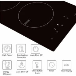 NOXTON Induction Hob Built-in 2 Zone Domino Electric Hobs With Touch Controls Black Glass Hot Plate 30cm 3500W -Home Appliance Store 72566725 4