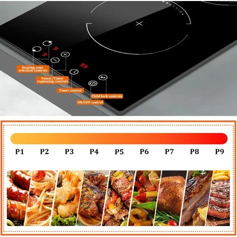 2 Zone Induction Hob, Hobsir Electric Hob 30cm, Built-in Induction Cooker, Touch Control, 9 Heating Levels, Safety Lock, Timer, 3500W, Hard Wire, No Plug Included 6 2 Zone Induction Hob, Hobsir Electric Hob 30cm, Built-in Induction Cooker, Touch Control, 9 Heating Levels, Safety Lock, Timer, 3500W, Hard Wire, No Plug Included - Image 4