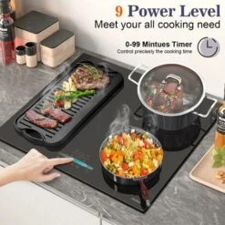 Plug In Induction Hob, Hobsir 4 Zones Electric Hob 60cm With Flexible Zone For Griddle Plate, Bulit-in, 2800W, Slider Touch, Timer, Child-safety Lock, Pause Function,13 Amp -Home Appliance Store 73150179 4