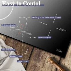 Plug In Induction Hob, Hobsir 4 Zones Electric Hob 60cm With Flexible Zone For Griddle Plate, Bulit-in, 2800W, Slider Touch, Timer, Child-safety Lock, Pause Function,13 Amp -Home Appliance Store 73150179 5