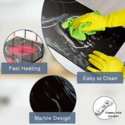 2 Zone Ceramic Hob, Hobsir Built-in Electric Hob 30cm, Marble, 3200W, Touch Control, Doul Zone, 9 Heating Levels, Safety Lock,Timer, Hard Wire, No Plug Included, LH09 -Home Appliance Store 73150180 4