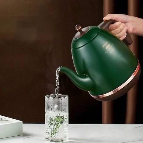 Retro Electric Kettle 304 Stainless Steel Household Appliances 1.5l Portable Travel Water Boiler 1500w European Style Coffee Pot Green 5 Retro Electric Kettle 304 Stainless Steel Household Appliances 1.5l Portable Travel Water Boiler 1500w European Style Coffee Pot Green - Image 3