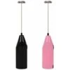 Battery Operated Milk Frother 2 Pack - Electric Whisk, Coffee Frother, Battery Powered Stirrer, Portable Milk Frother, Mini Blender For Bulletproof Coffee, Cappuccino, Latte, Frappe And Black + Pink M -Home Appliance Store 77090139 1