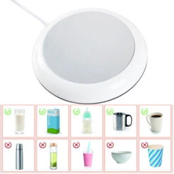 USB Coffee Mug Warmer, Wood Grain Cup Warmer Beverage Mug Heat Mat Water Milk Warmer Plate White -Home Appliance Store 77431998 3